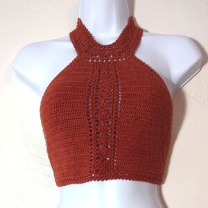 4 FOR $24 American Eagle Indie Festival Crochet Knit Halter Crop Top Bralette S